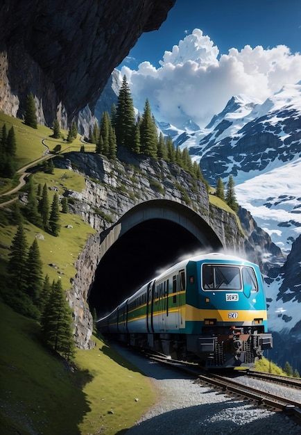 A beautiful view of mountain railways Generative AI Illustration