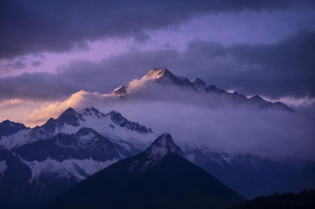 Beautiful view of the mountains at sunset