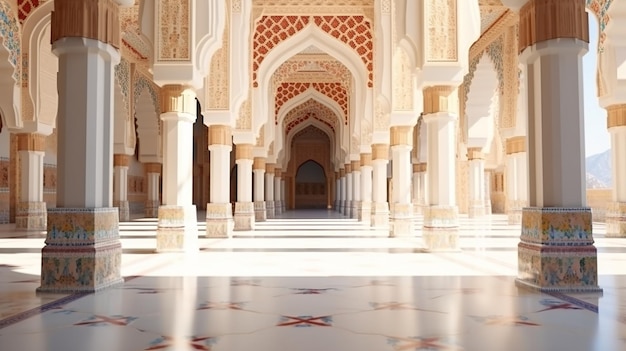 Beautiful view of the Muslim mosque interior