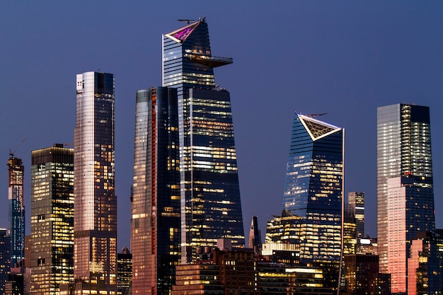 Beautiful view of New York city skyline at night USA