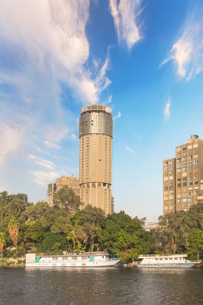 Beautiful view of the Nile embankment in the center of Cairo, Egypt