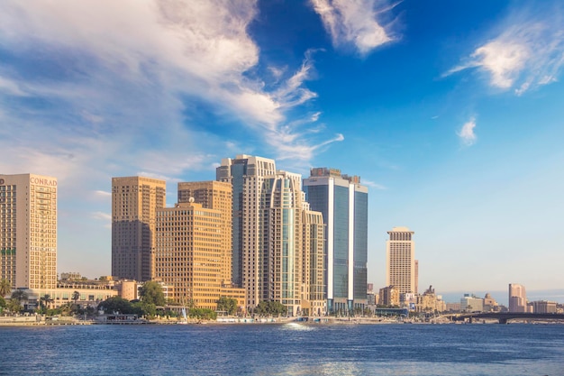 Beautiful view of the Nile embankment in the center of Cairo, Egypt