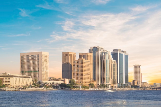 Beautiful view of the Nile embankment in the center of Cairo, Egypt