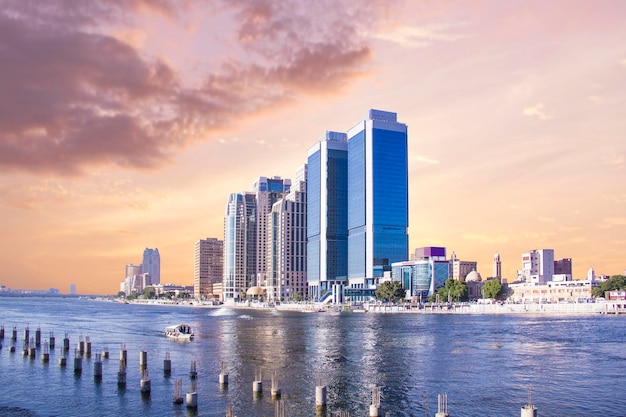 Beautiful view of the Nile embankment in the center of Cairo, Egypt