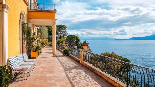 Photo a beautiful view of the ocean from a balcony