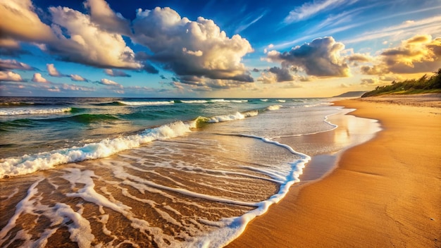 a beautiful view of the ocean and the ocean with a beach scene