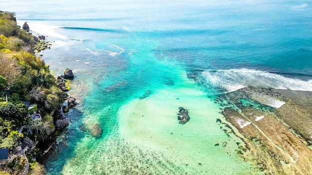 A beautiful view of Padang Padang Beach located in Bali Indonesia