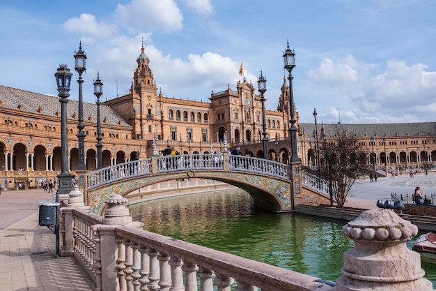 Beautiful view of Plaza de Espana in Seville Spain