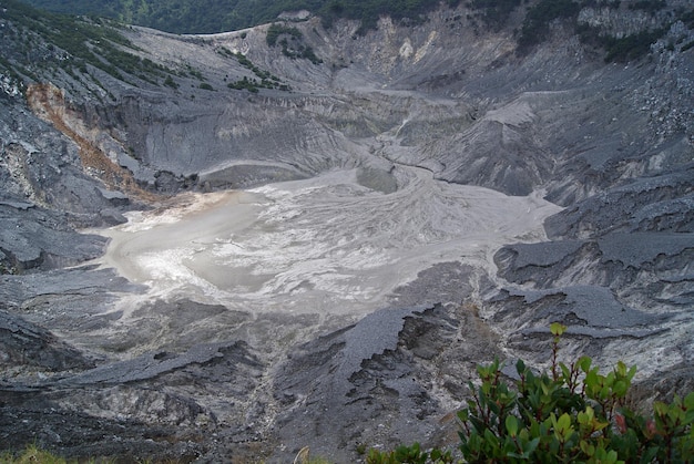 Beautiful view Ratu Crater at Tangkuban Perahu Mountain