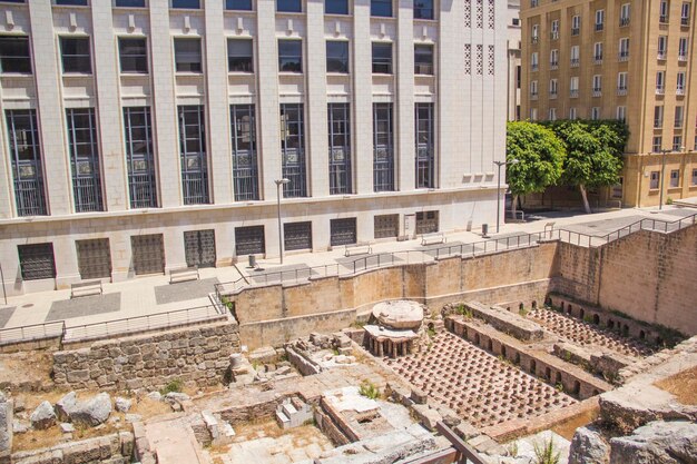 Beautiful view of the Roman Baths next to the Grand Palace in Beirut, Lebanon