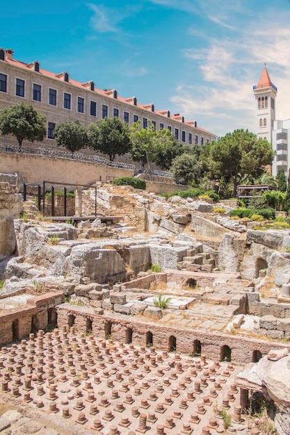 Beautiful view of the Roman Baths next to the Grand Palace in Beirut, Lebanon