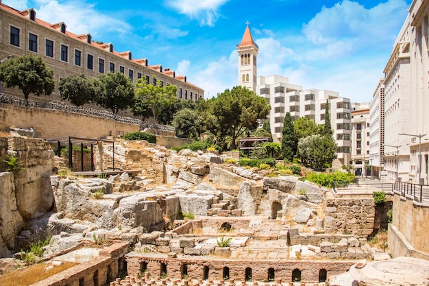 Beautiful view of the Roman Baths next to the Grand Palace in Beirut, Lebanon