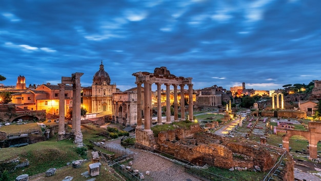 Beautiful view of the Roman Forum under the beautiful sky in Rome Italy