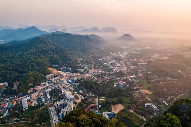 Beautiful view of the seaside town of Krabi