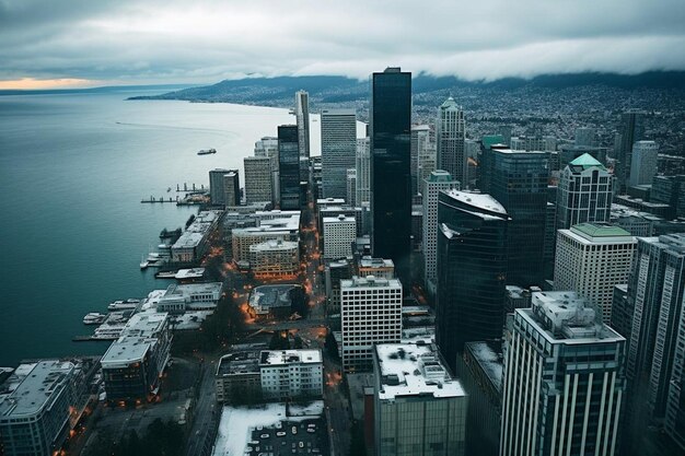 Photo beautiful view of seattle on a gloomy day