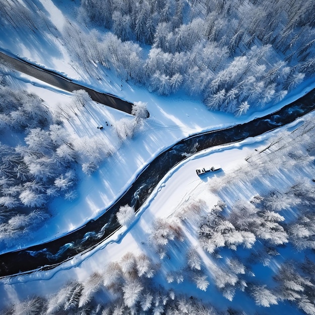 Beautiful view of snow on the road