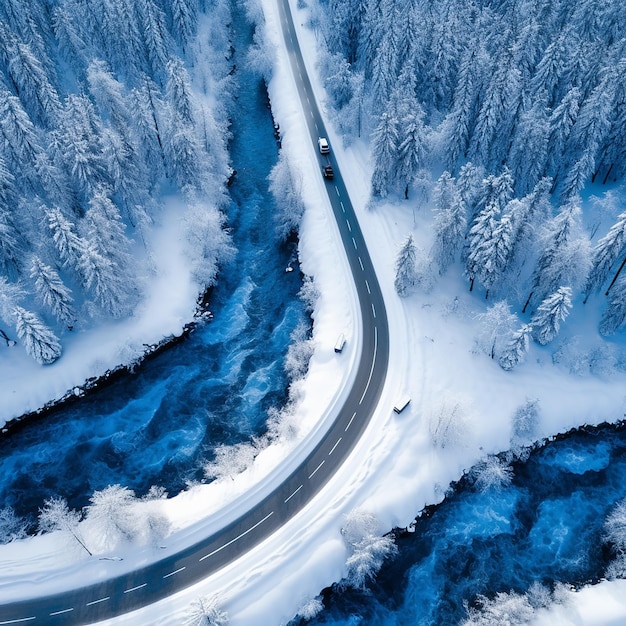 Beautiful view of snow on the road