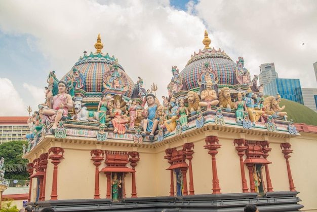 A beautiful view of Sri Mariamman Temple located in Chinatown Singapore