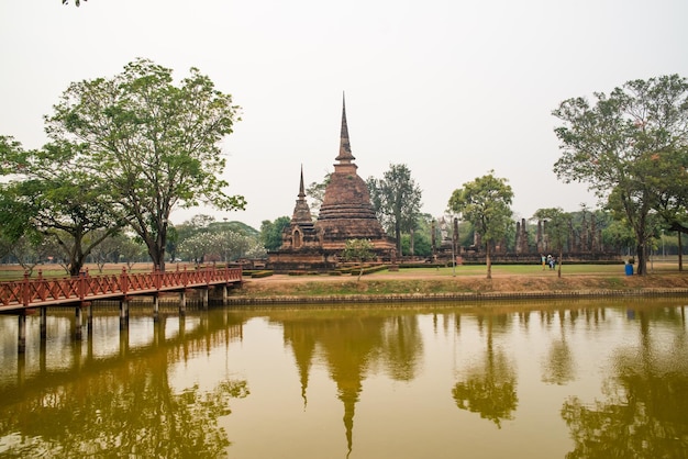 A beautiful view of Sukhothai Historical Park located in Thailand