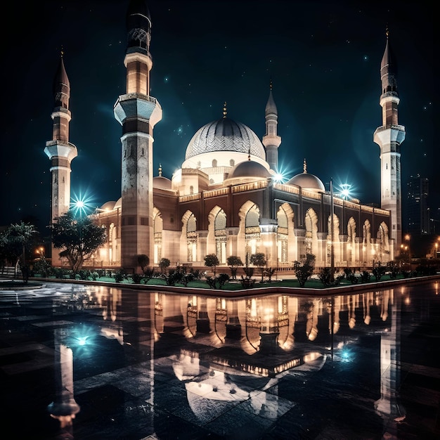 Beautiful view of Sultan Ahmet Mosque at night Istanbul Turkey