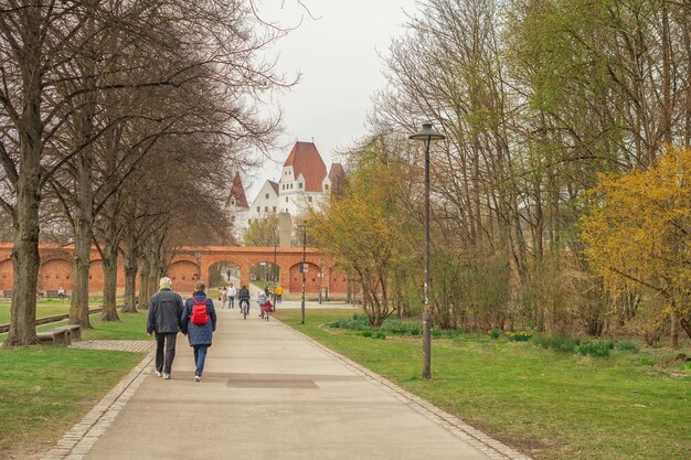 Beautiful view on a sunny day in a park in germany ingolstadt