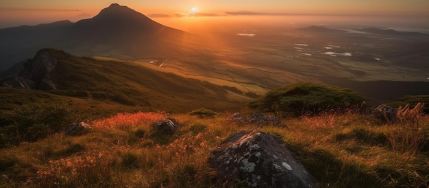 Beautiful view sunrise over the mountain