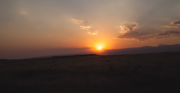 Beautiful view Sunset at field