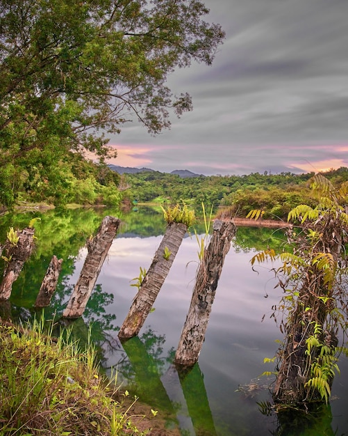 Beautiful view on Tandikek lake, Sawahlunto