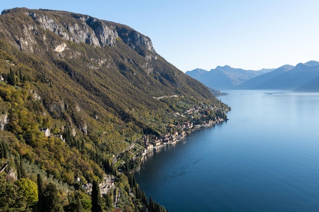 Beautiful view of the town of Varenna from the tower of the castle di Vezio