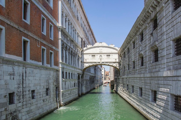 Beautiful view of the Venetian canals in Venice, Italy