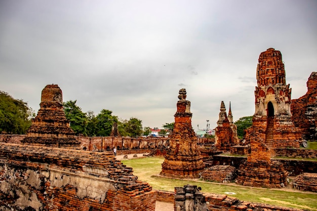 A beautiful view of Wat Mahathat temple located in Ayutthaya Thailand