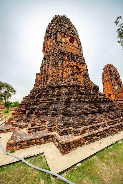 A beautiful view of Wat Mahathat temple located in Ayutthaya Thailand