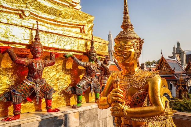 A beautiful view of Wat Phra Kaew Temple The Grand Palace located in Bangkok Thailand