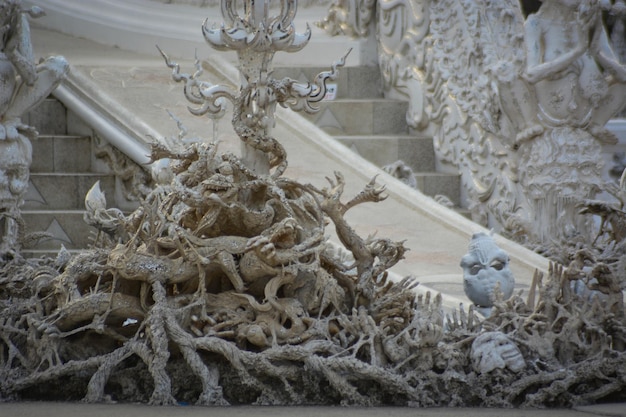 A beautiful view of Wat Rong Khun the White temple located in Chiang Rai Thailand