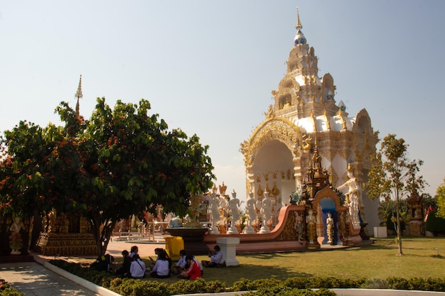 A beautiful view of Wat Saeng Kaeo temple located in Chiang Rai Thailand