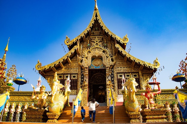 A beautiful view of Wat Saeng Kaeo temple located in Chiang Rai Thailand