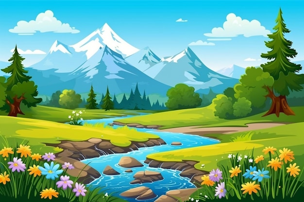 Beautiful view with mountains landscape