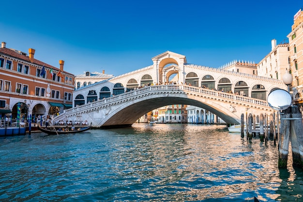 Beautiful view of world famous canal grande and rialto bridge