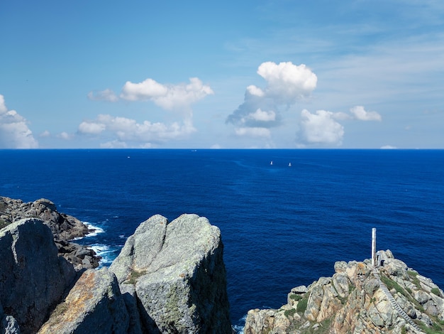 Beautiful views of the coast of Galicia in Spain during sunny morning