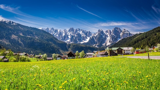 Beautiful village Gosau in Austrian Alps Europe