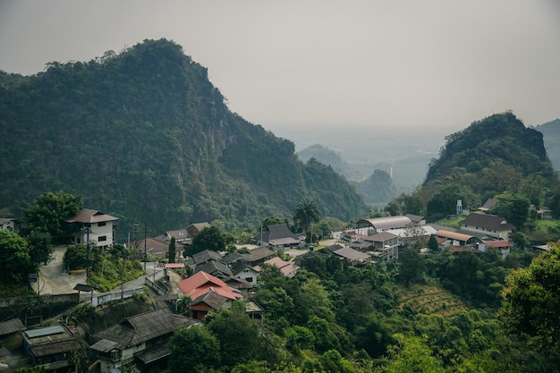 Beautiful village in the valley, northern Thailand.