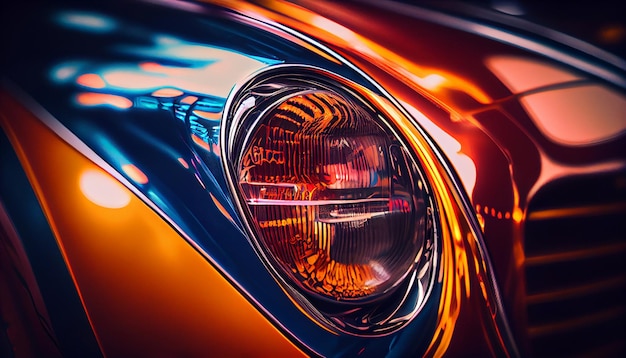 Beautiful vintage colorful shining car close up Retro Car wallpaper