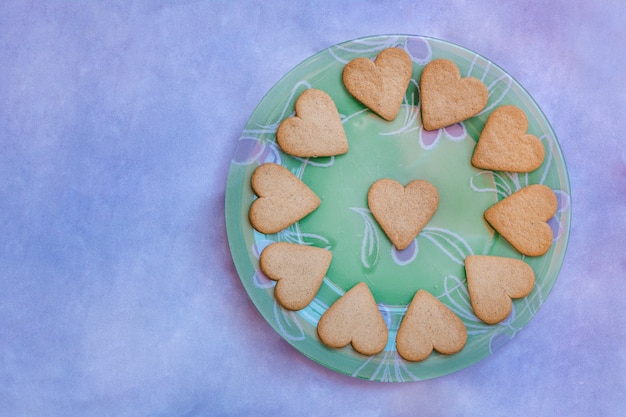 Beautiful vintage plate with heart-shaped cookies