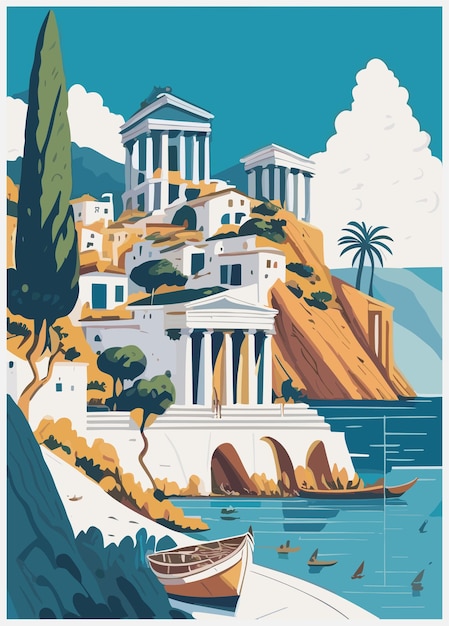 Beautiful vintage poster design of the Greece