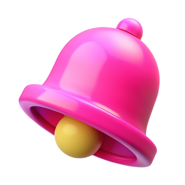 beautiful volumetric 3d pink notification bell on a white background