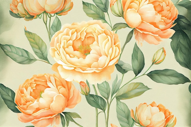 Beautiful wallpaper of painted orange peonies