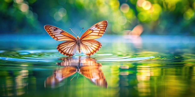 Beautiful water butterfly floating gracefully on the surface of a pond water butterfly peaceful serenity nature