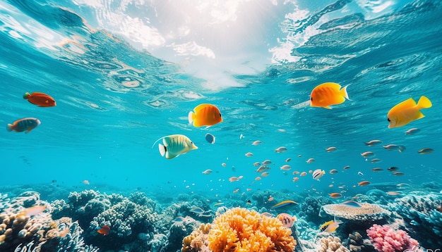 beautiful under water scenery with fish