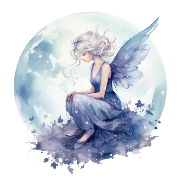 A beautiful watercolor clipart image of a magical mystical