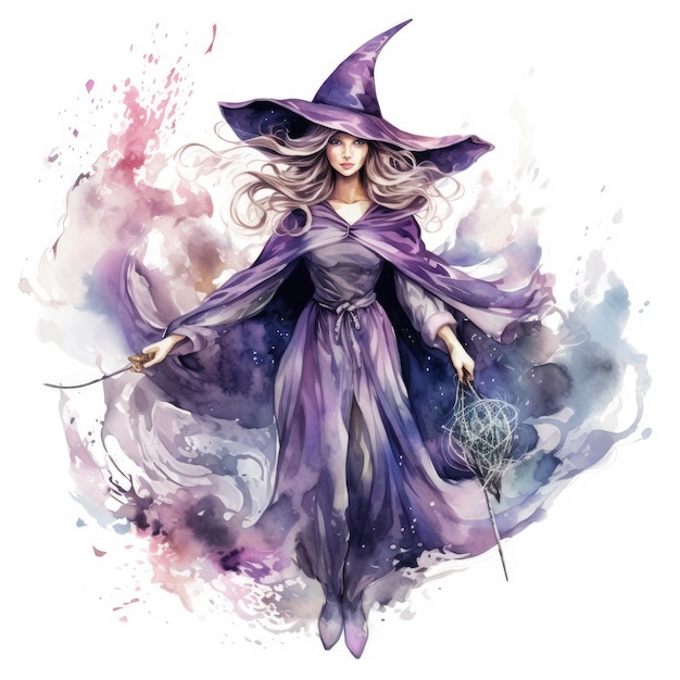 A beautiful watercolor clipart image of mystical magical